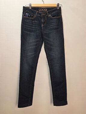 Y2k COOGI Whiskered Embroidered Straight Leg Jeans Sz 3/4 Vintage Streetwear